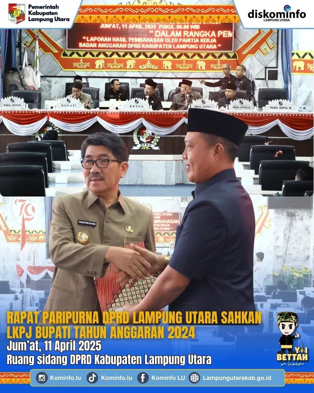 RAPAT PARIPURNA DPRD LAMPUNG UTARA SAHKAN LKPJ BUPATI TAHUN ANGGARAN 2024