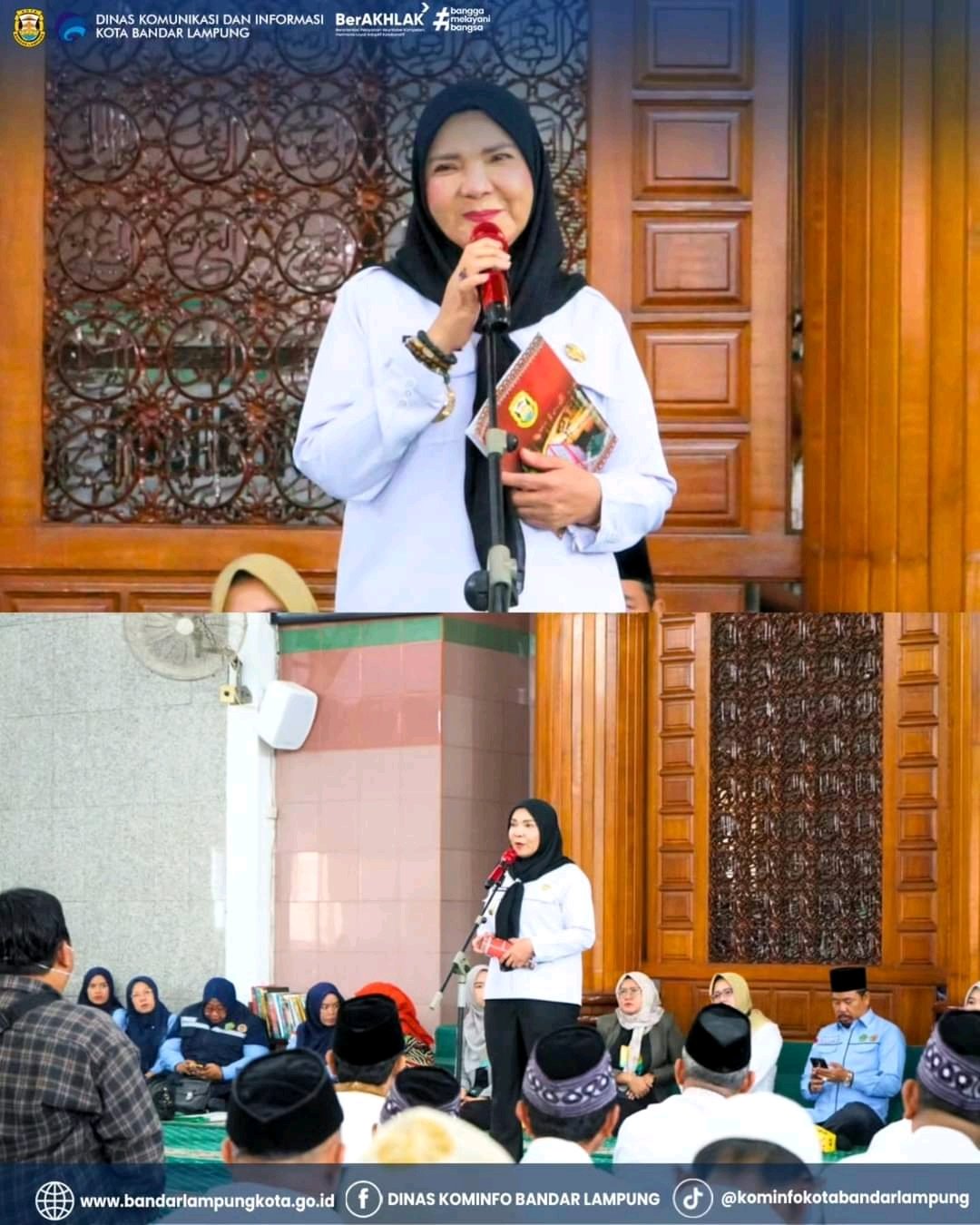 Walikota Bandar Lampung, Hj. Eva Dwiana melepas sebanyak 1500 Jamaah Calon Haji Kota Bandar Lampung secara resmi di Masjid Al- Furqon.