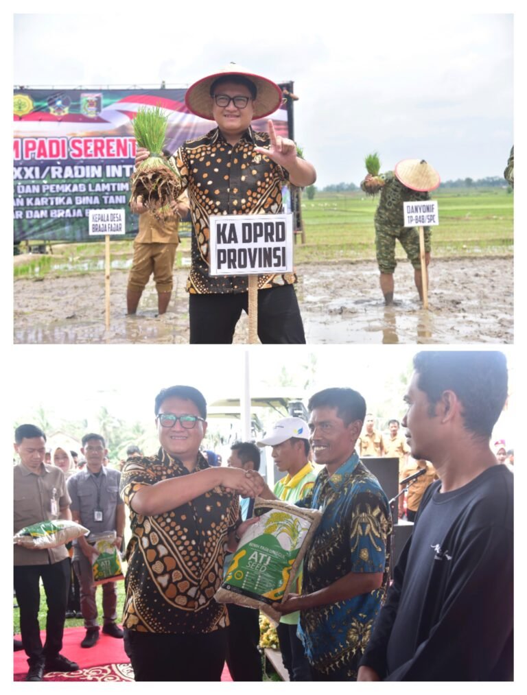 Ketua DPRD Provinsi Lampung, A. Giri Akbar, S.E., M.B.A., menghadiri kegiatan Tanam Padi Bersama Forum Koordinasi Pimpinan Daerah