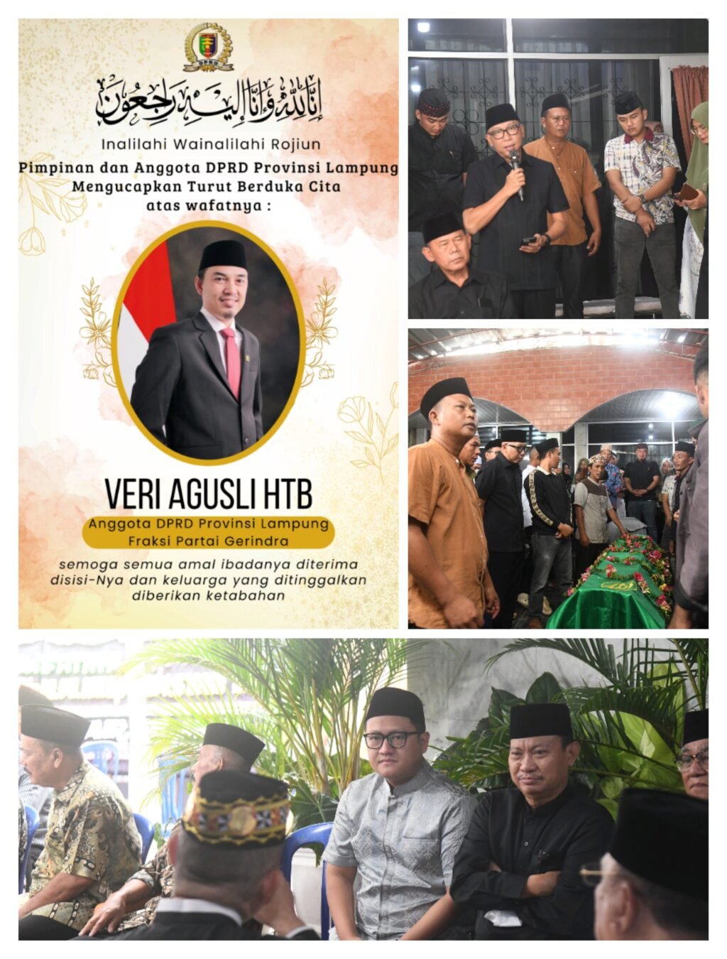 Mengiringi Kepergian Veri Agusli HTB, Pimpinan DPRD dan Gubernur Lampung Beri Penghormatan Terakhir