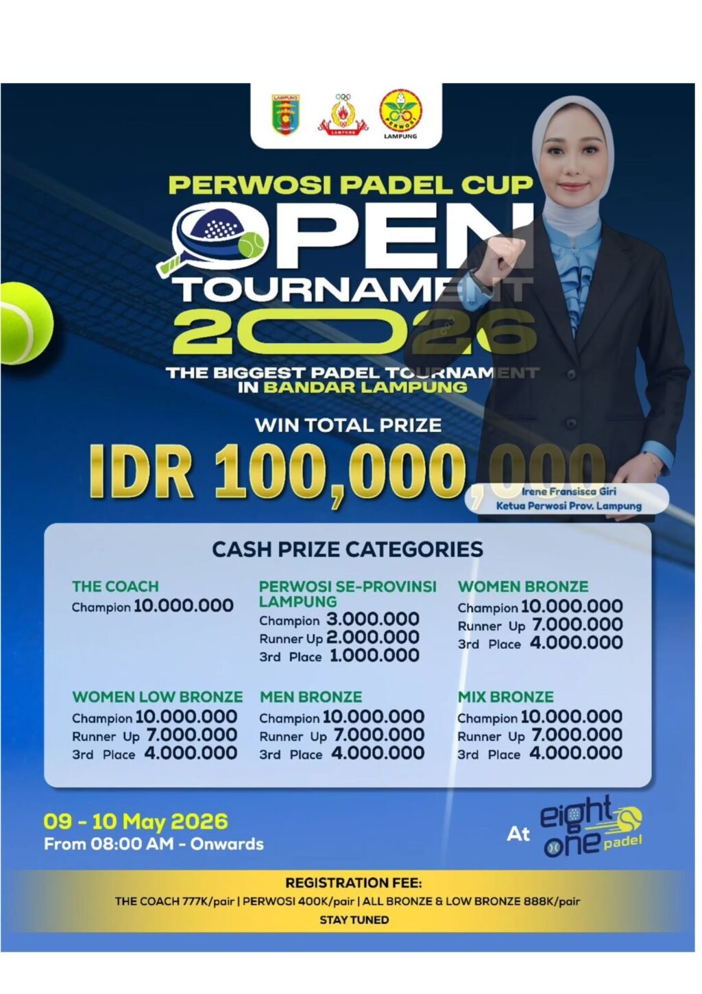 Perwosi Lampung Segera Gelar Tournamen Padel Open 2026.