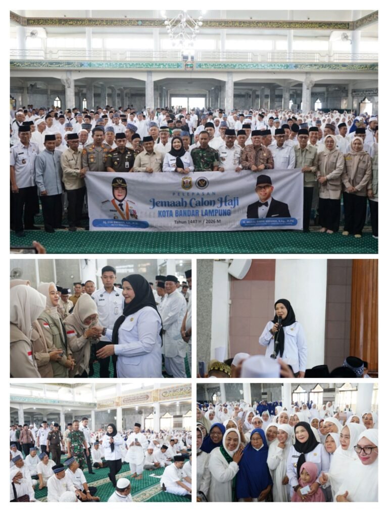 Pemkot Bandar Lampung Lepas 1.159 Jemaah Calon Haji 2026, Wali Kota Eva Dwiana Doakan Perjalanan Lancar dan Mabrur.