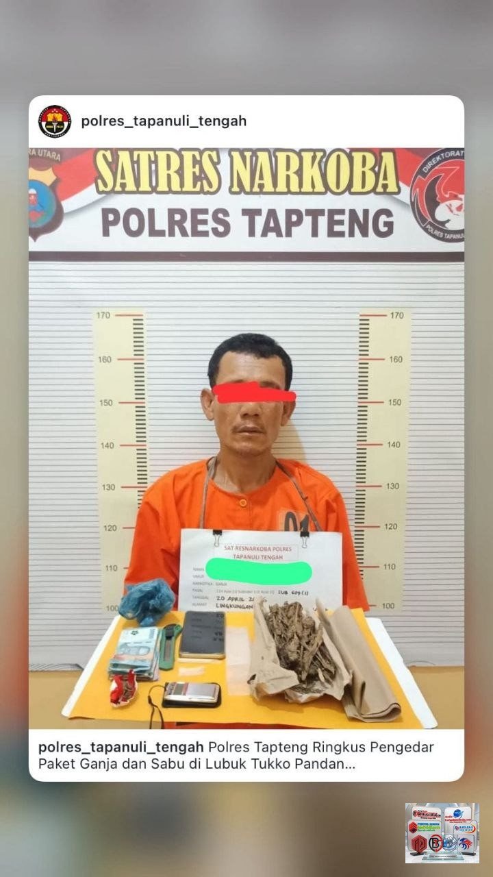Polres Tapteng Ringkus ‘Kongo’, Pengedar Paket Lengkap Ganja dan Sabu di Lubuk Tukko