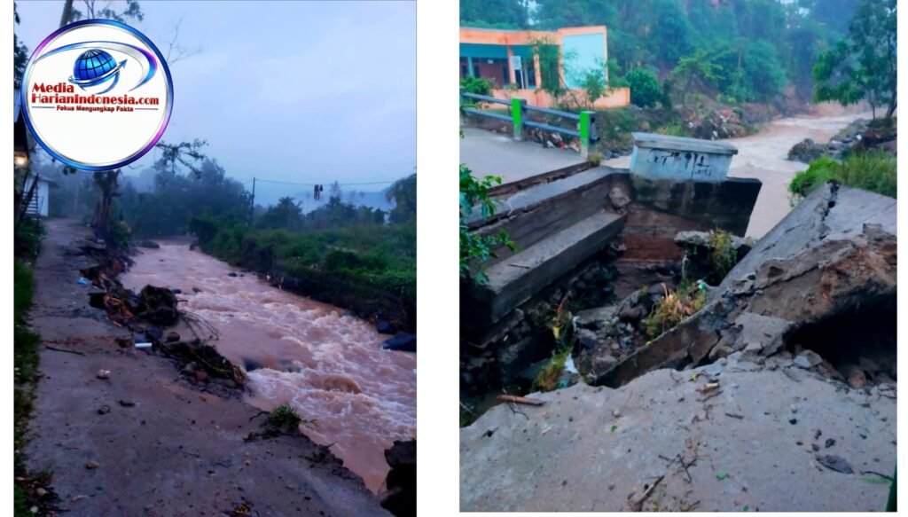 JEMBATAN PUTUS DITERJANG BANJIR, AKSES WARGA LUMPUH