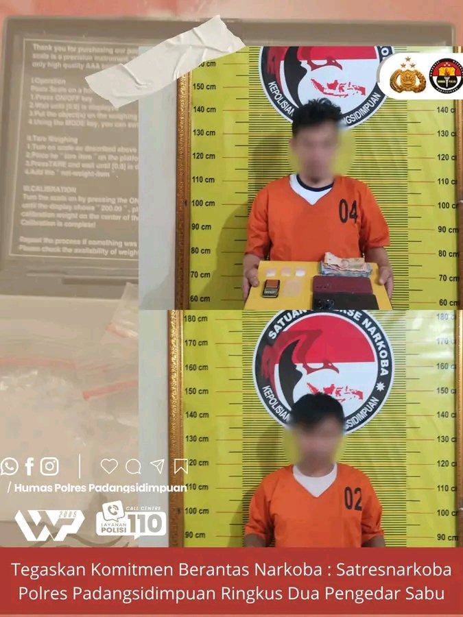 Tegaskan Komitmen Berantas Narkoba : Satresnarkoba Polres Padangsidimpuan Ringkus Dua Pengedar Sabu