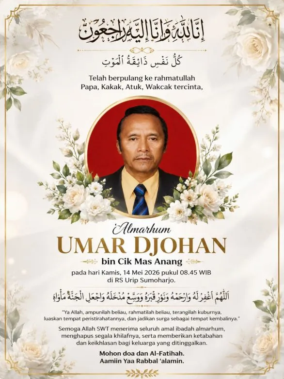 Innalillahi, Advokat Senior Lampung Umar Djohan Tutup Usia, Dunia Hukum dan Insan Pers Sampaikan Duka Mendalam