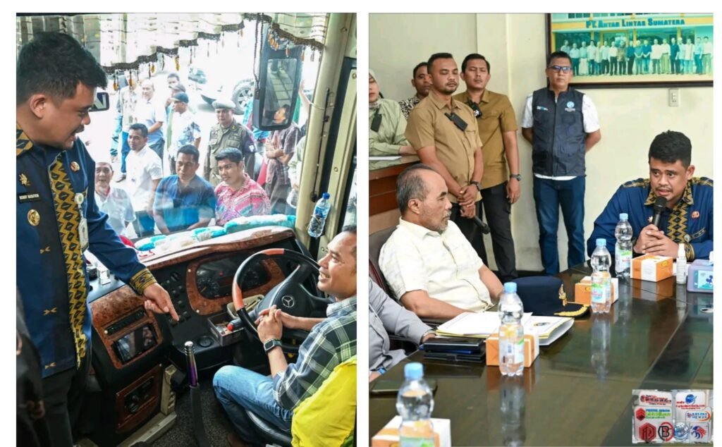 Kunjungan Gubernur Sumatera Utara (Sumut) Muhammad Bobby Afif Nasution mengunjungi Kantor PT Antar Lintas Sumatera (ALS) pasca kecelakaan Bus ALS nomor 346 BK 7778 DL di Kabupaten Musi Rawas Utara (Muratara), Sumatera Selatan