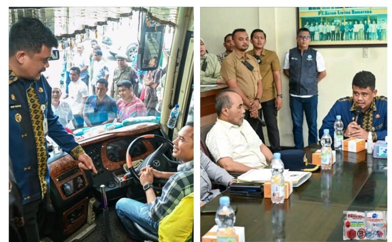 Kunjungan Gubernur Sumatera Utara (Sumut) Muhammad Bobby Afif Nasution mengunjungi Kantor PT Antar Lintas Sumatera (ALS) pasca kecelakaan Bus ALS nomor 346 BK 7778 DL di Kabupaten Musi Rawas Utara (Muratara), Sumatera Selatan