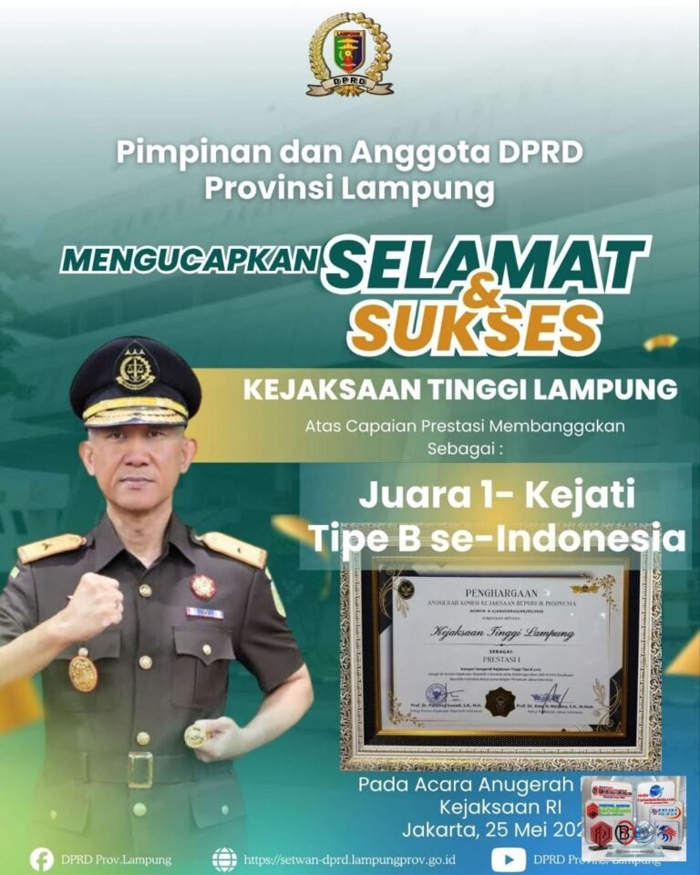 DPRD Lampung Apresiasi Prestasi Nasional Kejati Lampung Raih Juara I Komjak RI