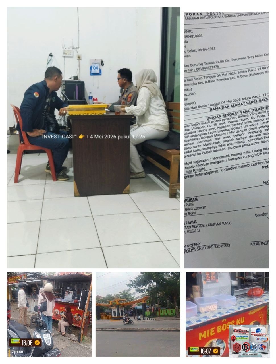 Laptop Milik Perusahaan Media Hilang di Depan SMPN 2 Bandar Lampung