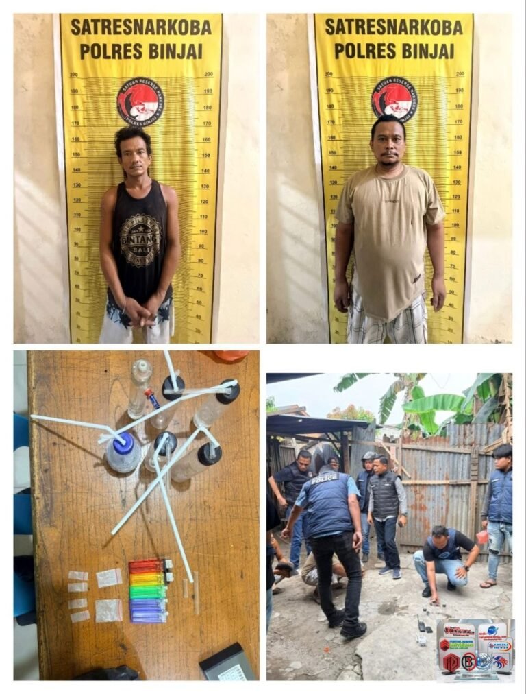 Kolaborasi Polres Binjai dengan BNNK Binjai Gerebek Sarang Narkoba, Dua Orang Diamankan
