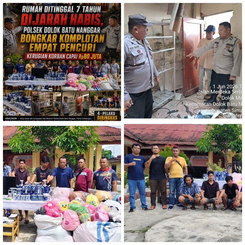 Rumah Ditinggal 7 Tahun Dijarah Habis Polsek Dolok Batu Nanggar Bongkar Komplotan Empat Pencuri — Kerugian Korban Capai Rp80 Juta