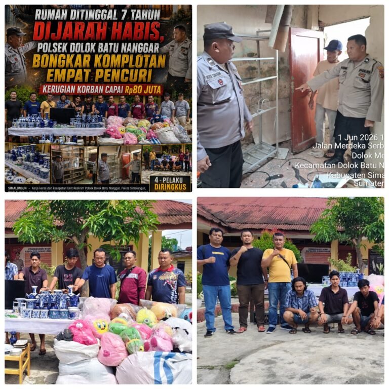 Rumah Ditinggal 7 Tahun Dijarah Habis Polsek Dolok Batu Nanggar Bongkar Komplotan Empat Pencuri — Kerugian Korban Capai Rp80 Juta