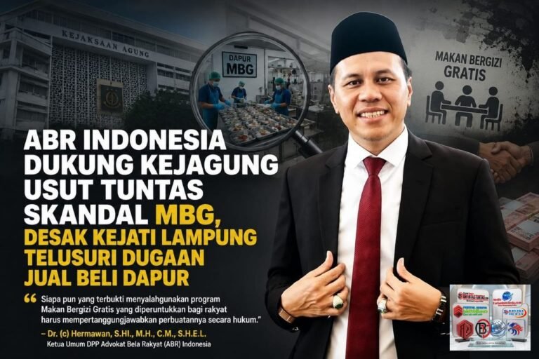 Ketua Umum ABR Indonesia Dukung Kejagung Usut Dugaan Penyimpangan MBG, Minta Kejati Lampung Telusuri Dugaan Jual Beli Dapur Program