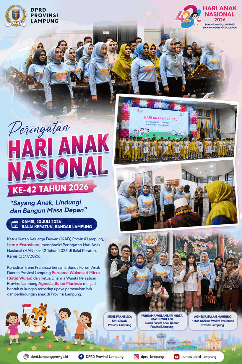 Ketua IKAD Provinsi Lampung Irene Fransisca Hadiri Peringatan Hari Anak Nasional 2026