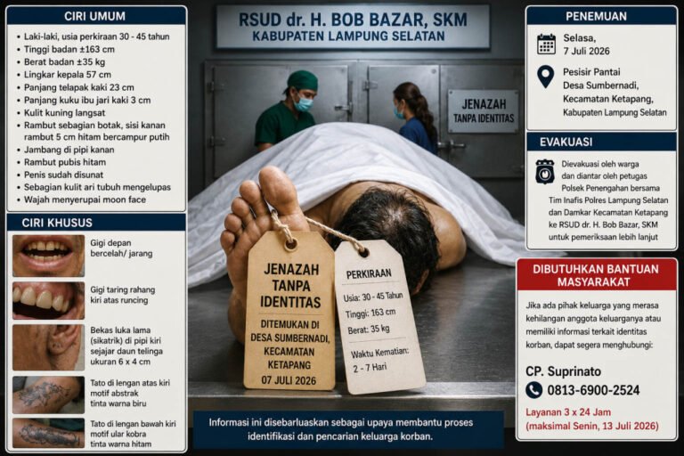 RSUD Bob Bazar Rilis Ciri-Ciri Jenazah Tanpa Identitas di Pesisir Ketapang, Warga Diminta Sebarkan Informasi Ini