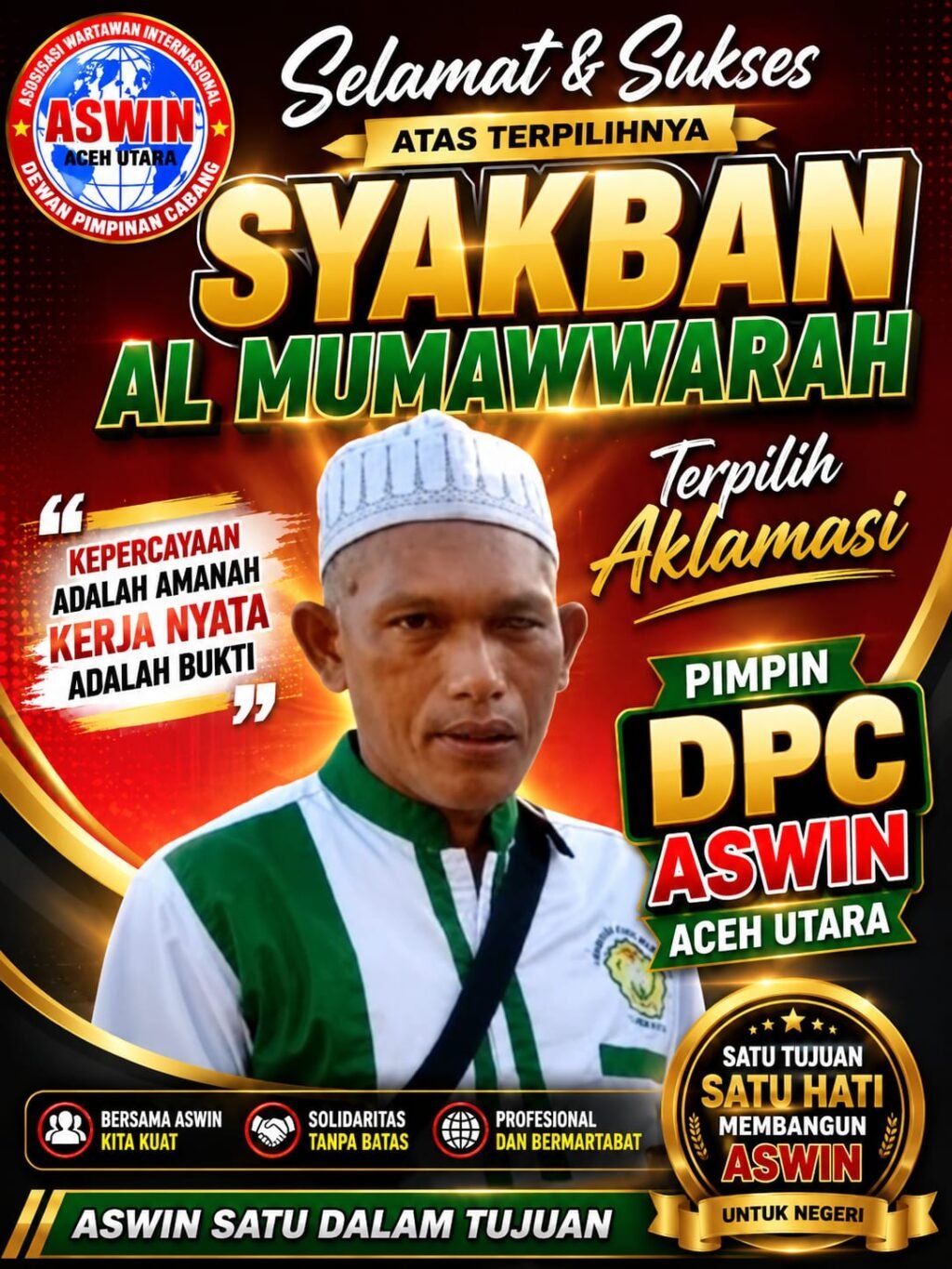 Syakban Al Munawwarah Terpilih Aklamasi Pimpin DPC ASWIN Kabupaten Aceh Utara