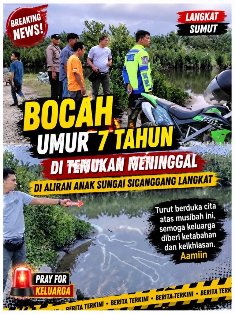 Bocah 7 Tahun Ditemukan Meninggal Dunia Akibat Tenggelam di Aliran Anak Sungai Desa Secanggang Langkat