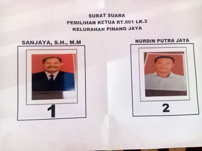 Sanjaya Kembali Terpilih Jadi Ketua RT 001 Pinang Jaya Kemiling dengan 65 Suara