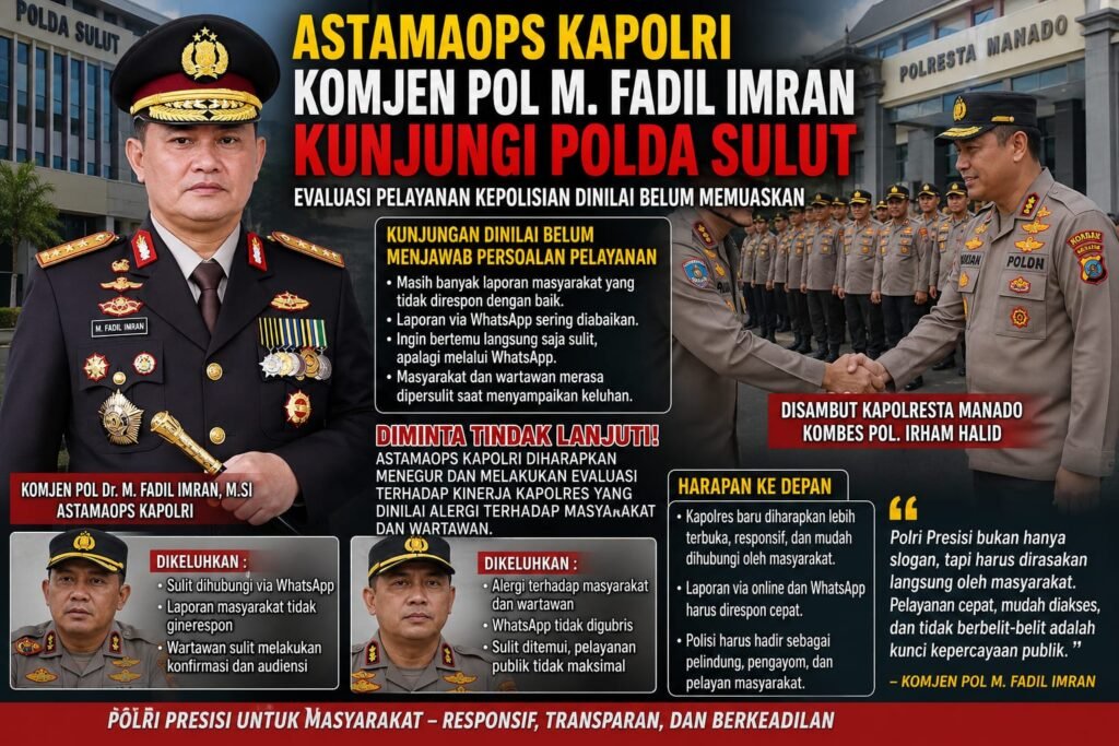 Evaluasi Pelayanan Polri di Sulut Diminta Menyeluruh, Astamaops Kapolri Diharapkan Tindak Lanjuti Keluhan Masyarakat