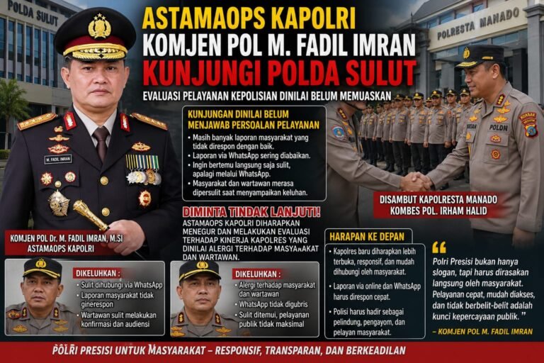 Evaluasi Pelayanan Polri di Sulut Diminta Menyeluruh, Astamaops Kapolri Diharapkan Tindak Lanjuti Keluhan Masyarakat