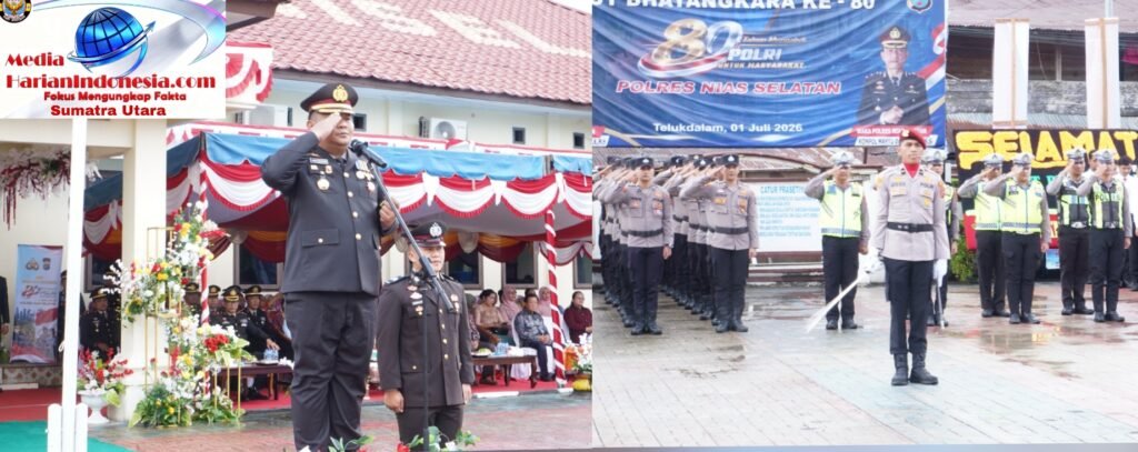 Polres Nias Selatan Gelar Upacara Peringatan Hari Ulang Tahun Bhayangkara ke-80, Teguhkan Komitmen Melayani Masyarakat