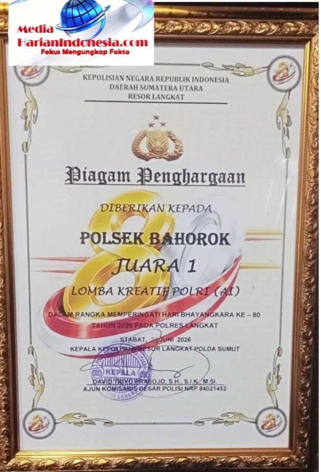 POLSEK BAHOROK SABET JUARA 1 LOMBA KREATIF POLRI BERBASIS AI DI HUT BHAYANGKARA KE-80