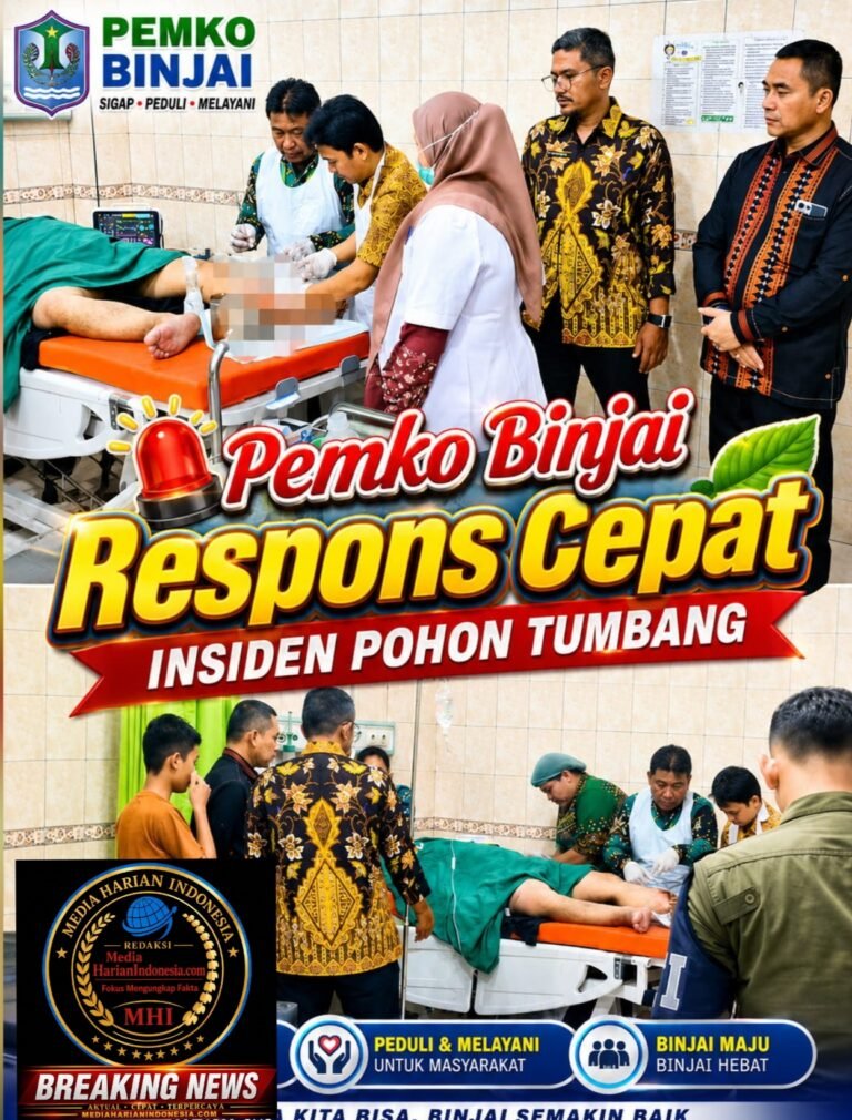 Pemko Binjai Respons Cepat Insiden Pohon Tumbang, Pedagang Bakso Jalani Perawatan Intensif di RSUD