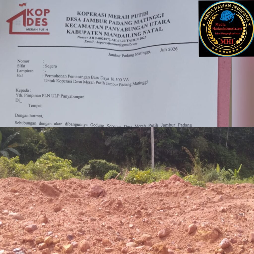 Koperasi Merah Putih Desa Jambur Padang Matinggi mengusulkan Perpindahan tiang PLN dan pengusulan pemasang daya 16.500 VA