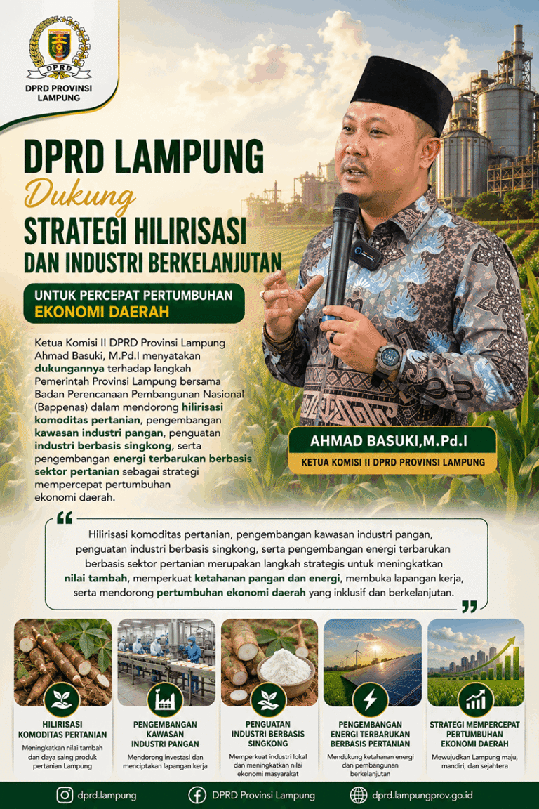 Ketua Komisi II DPRD Lampung Dukung Hilirisasi Pertanian untuk Perkuat Industri Pangan Daerah