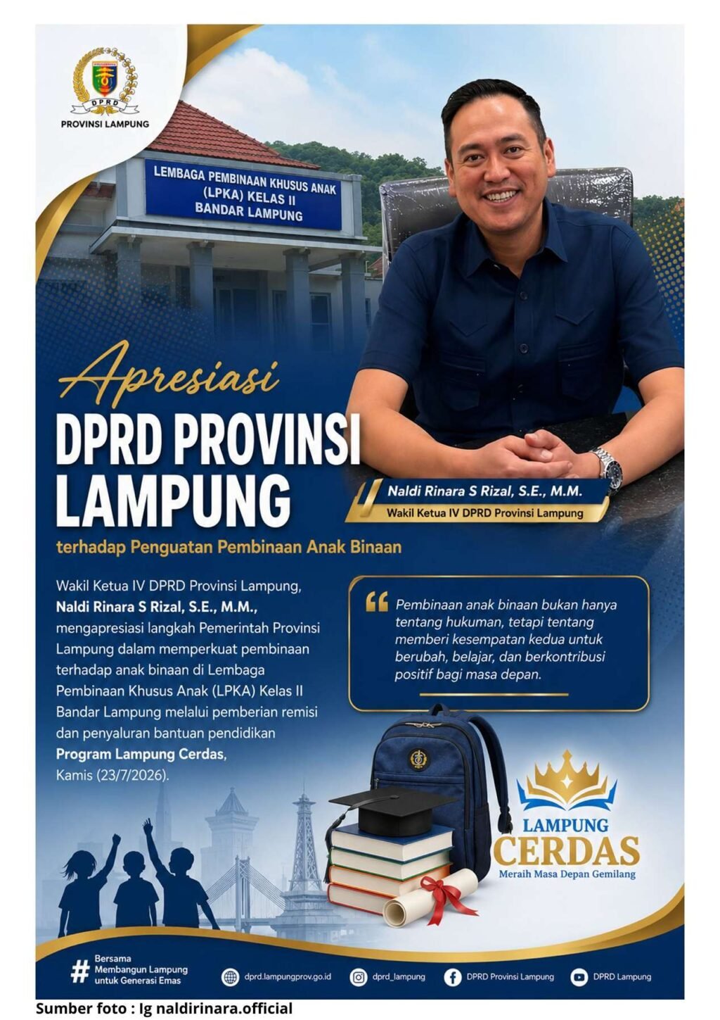 Wakil Ketua IV DPRD Lampung Apresiasi Pembinaan Anak Binaan LPKA Bandar Lampung
