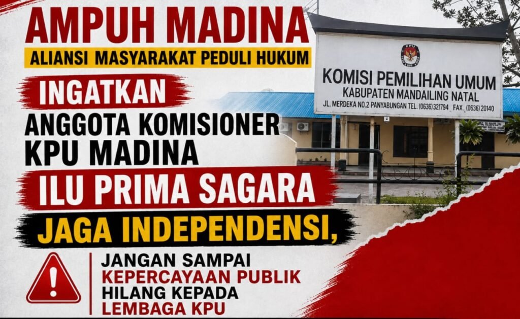 AMPUH MADINA INGATKAN ANGGOTA KOMISIONER KPU MADINA ILU PRIMA SAGARA JAGA INDEPENDENSI, JANGAN SAMPAI KEPERCAYAAN PUBLIK HILANG KEPADA LEMBAGA KPU