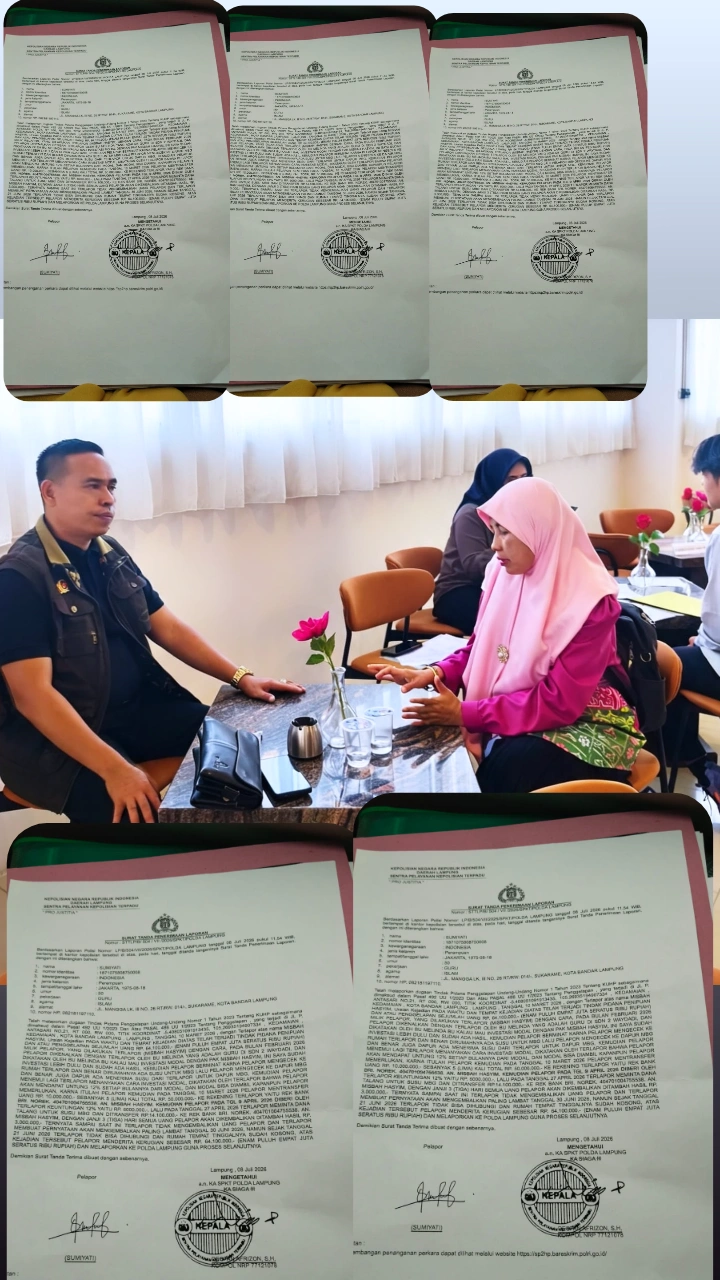 DIDUGA MENIMBULKAN KERUGIAN LEBIH DARI Rp 2 MILIAR, KORBAN PENIPUAN INVESTASI DESAK POLDA LAMPUNG SEGERA TINDAK PELAKU