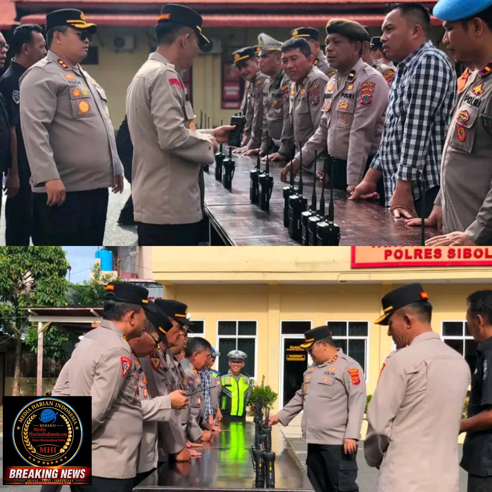 Kapolres Sibolga AKBP Eddy Inganta, S.H. S.I.K. M.H. bersama Wakapolres Sibolga melaksanakan pemeriksaan Handy Talky (HT) milik personel jajaran Polres Sibolga