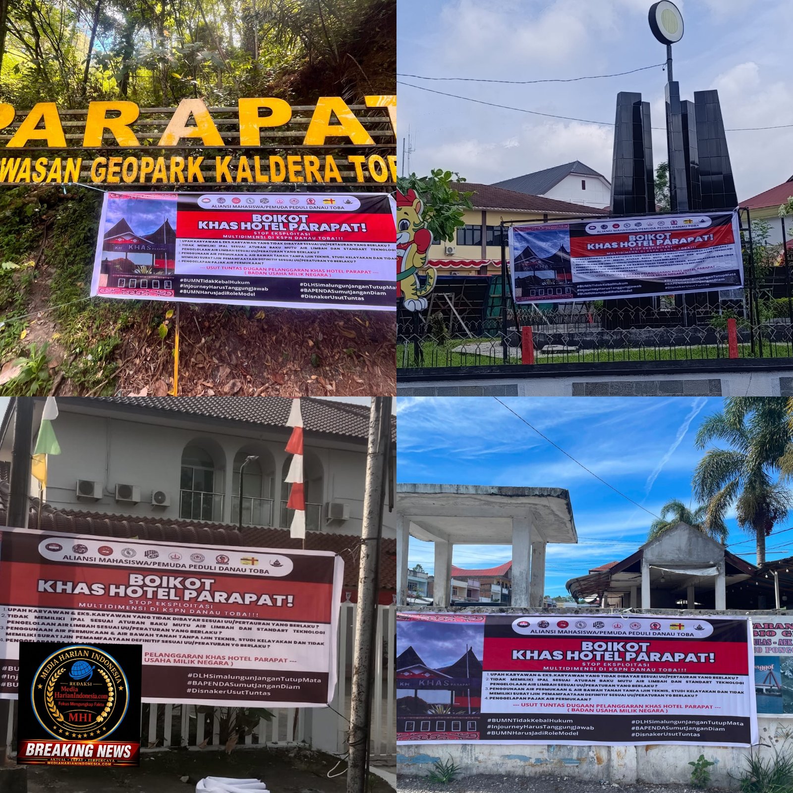 HUT RI ke-81 Diwarnai Gelombang Protes, AMPDT Bentang 1.000 Spanduk Soroti Dugaan Pelanggaran Khas Hotel Parapat