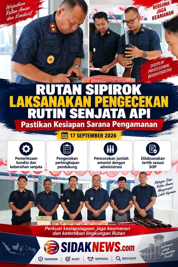 PASTIKAN KESIAPAN PENGAMANAN, RUTAN SIPIROK PERIKSA SENJATA API DAN KELENGKAPAN INVENTARIS
