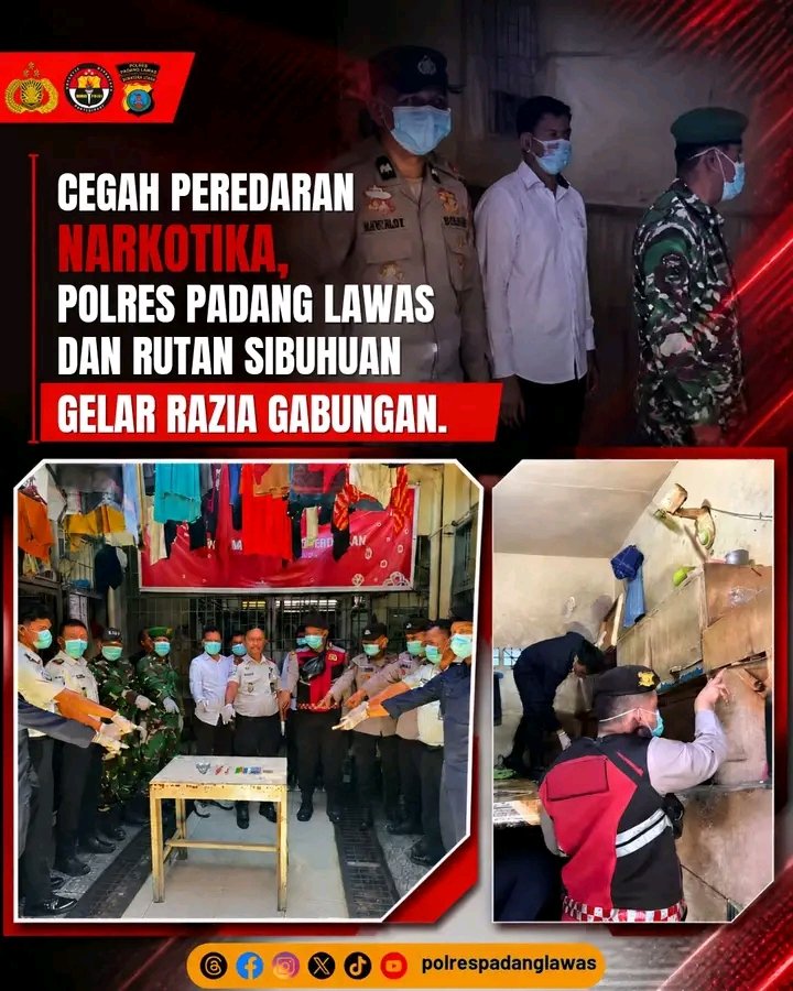 Cegah Peredaran Narkotika, Polres Padang Lawas dan Rutan Sibuhuan Gelar Razia Gabungan