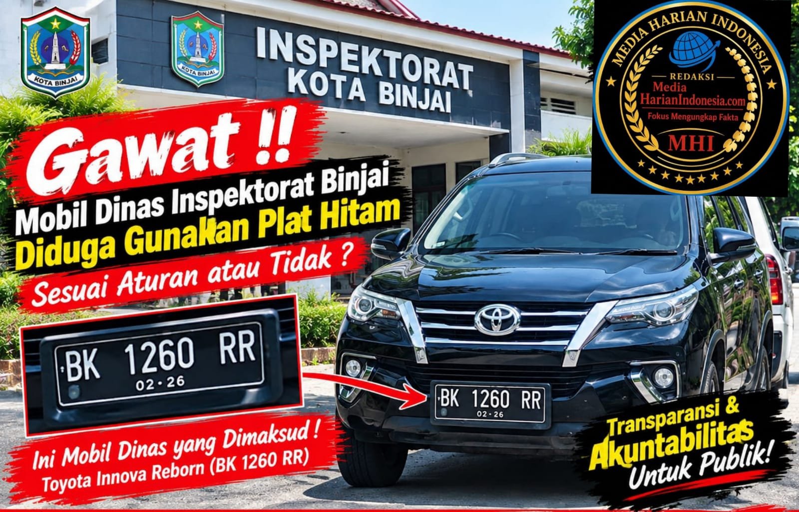 Polemik Mobil Dinas Inspektorat Binjai: Perubahan Pelat Nomor Picu Sorotan Publik dan Tanggapan Praktisi Hukum