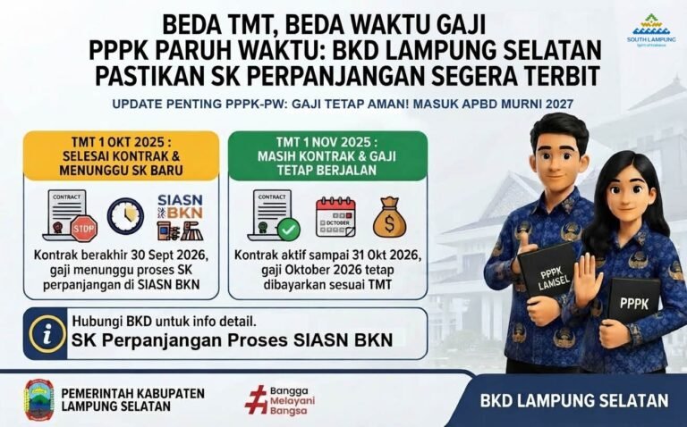 Beda TMT, Beda Waktu Gaji PPPK Paruh Waktu, BKD Lampung Selatan Pastikan SK Perpanjangan Segera Terbit