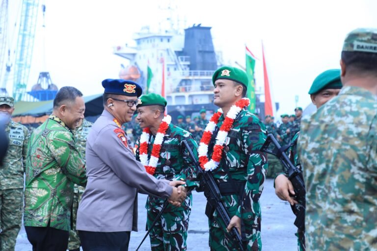 Dansat Brimob Polda Sumut Hadiri Penyambutan Satgas Yonif 121/MK Usai Tuntaskan Tugas Operasi di Papua