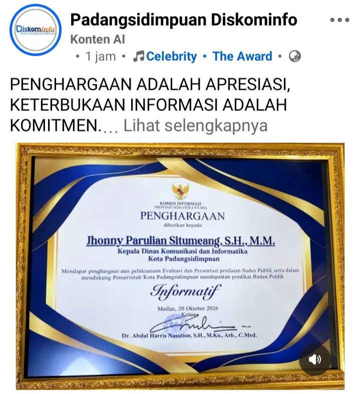 AMPUH PADANGSIDIMPUAN: PENGHARGAAN KETERBUKAAN INFORMASI PUBLIK PEMKO PADANGSIDIMPUAN HARUS DIBUKTIKAN DENGAN DATA, BUKAN SEKADAR SEREMONI