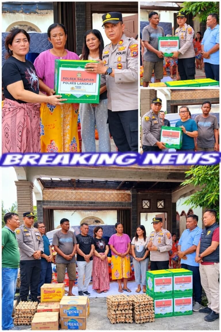 Polsek Salapian Salurkan Bansos kepada Empat Keluarga Korban Kebakaran di Pamah Tambunan
