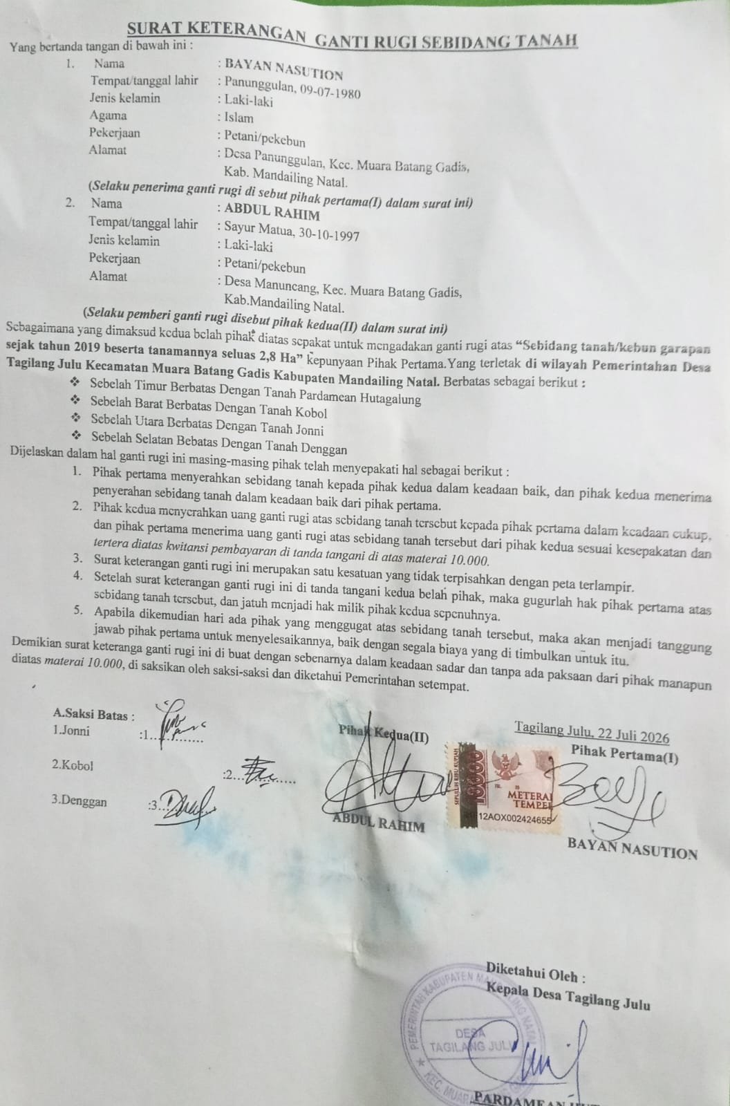 Dituduh Lakukan Penganiayaan di Muara Batang Gadis, Rahim Buka Suara: Saya Korban Perusakan Lahan yang Tak Mendapat Keadilan
