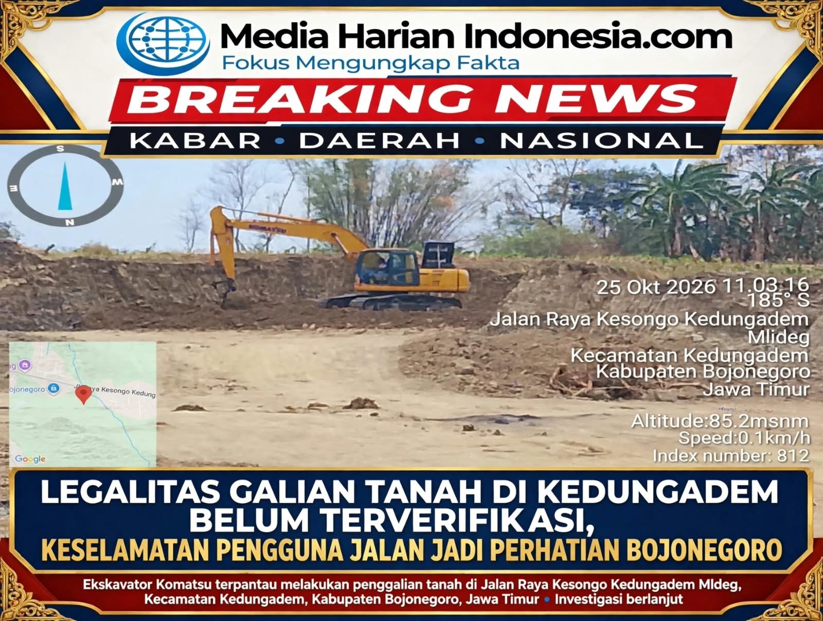 Legalitas Galian Tanah di Kedungadem Belum Terverifikasi, Keselamatan Pengguna Jalan Jadi Perhatian