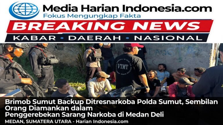 Brimob Sumut Backup Ditresnarkoba Polda Sumut, Sembilan Orang Diamankan dalam Penggerebekan Sarang Narkoba di Medan Deli