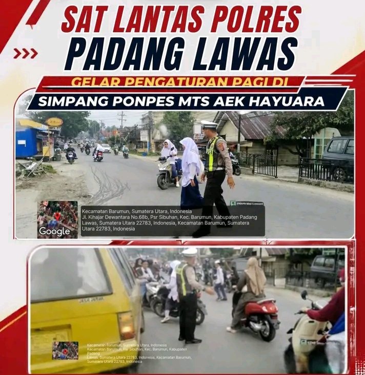 Sat Lantas Polres Padang Lawas Gelar Pengaturan Pagi di Simpang Ponpes MTs Aek Hayuara