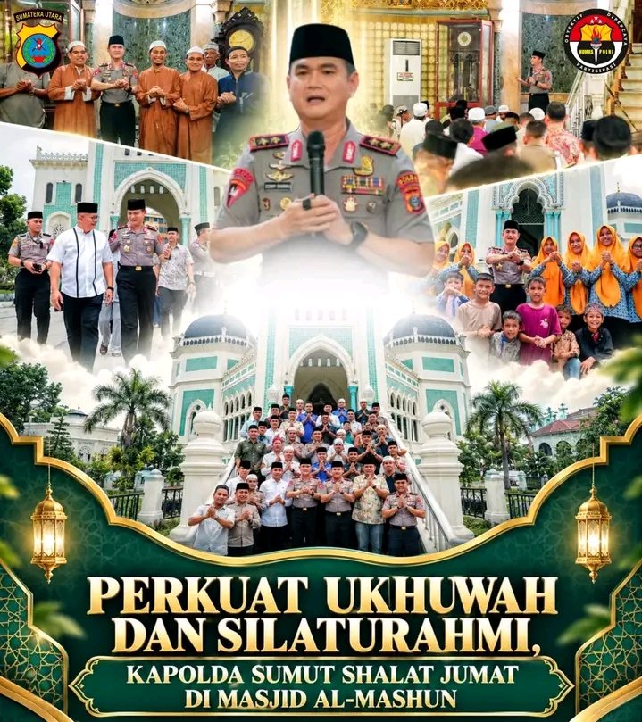 Sholat Jumat di Masjid Raya Al-Mashun, Kapolda Sumut Ajak Masyarakat Perangi Narkoba dan Jaga Kamtibmas
