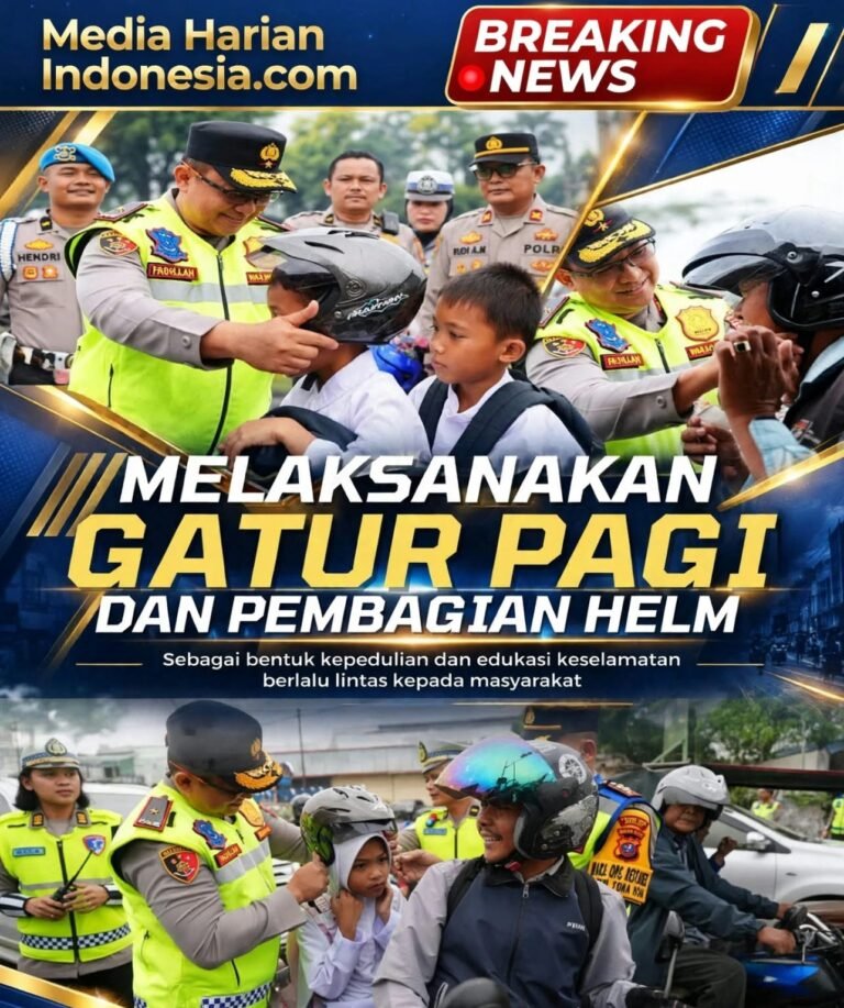 Wakapolda Sumut Turun Langsung Gatur Lalin dan Bagi Helm Gratis di Simpang Indogrosir