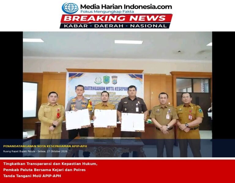 Tingkatkan Transparansi dan Kepastian Hukum, Pemkab Paluta Bersama Kejari dan Polres Tanda Tangani MoU APIP-APH